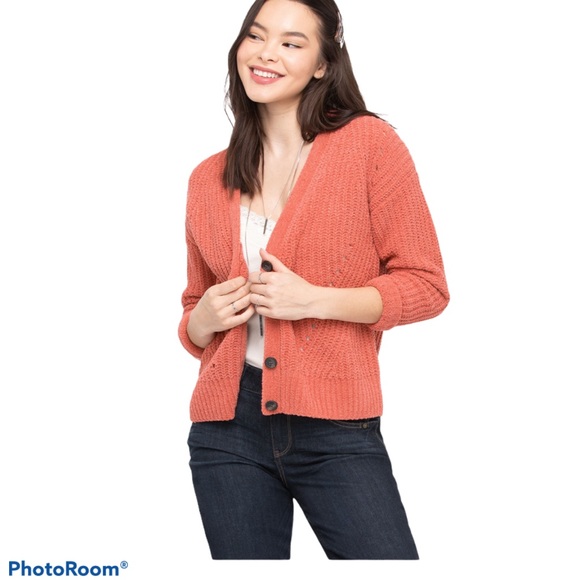 Button Front Chenille Cardigan Sizes S/M/L - Picture 3 of 6